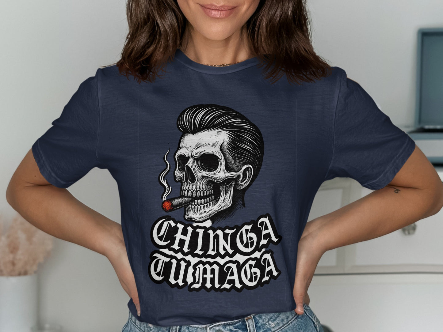 Chinga Tu Maga Skull Graphic Design T-shirt product
