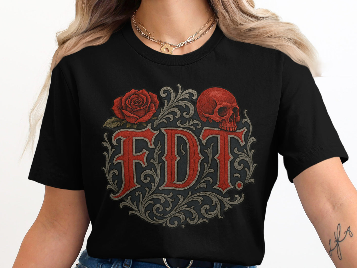FDT Skull Rose Graphic Design Short Sleeve product type