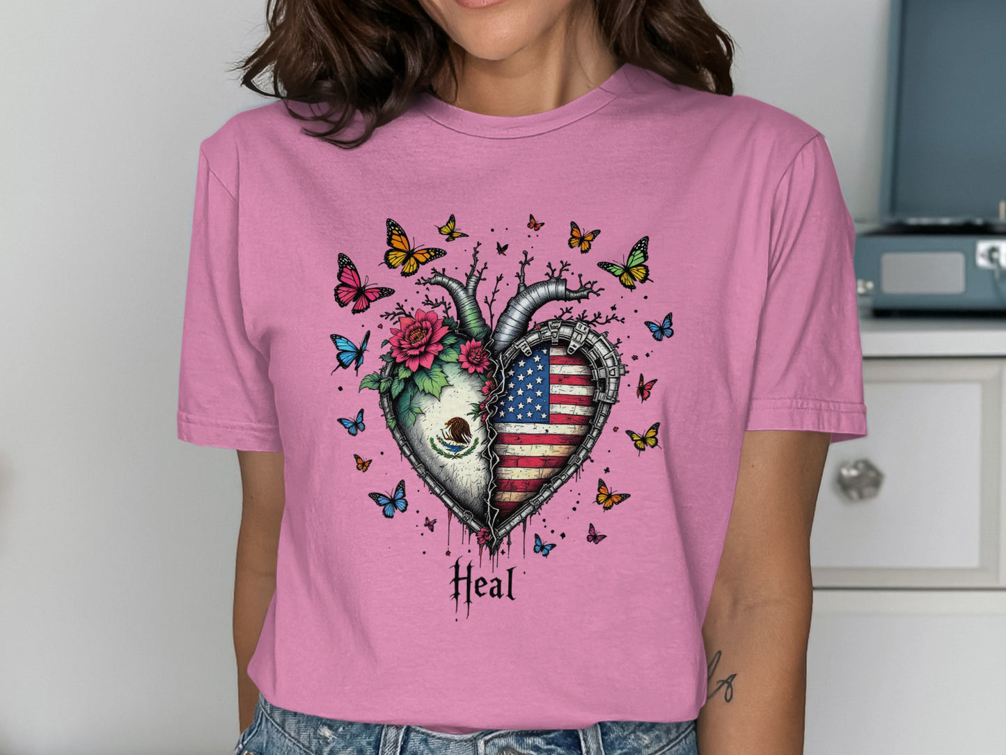 Heart and Butterflies Heal Design T-Shirt product type
