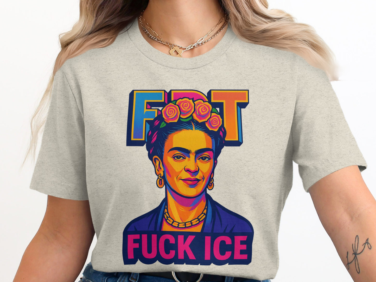Colorful Graphic FDT Fuck ICE T-Shirt product