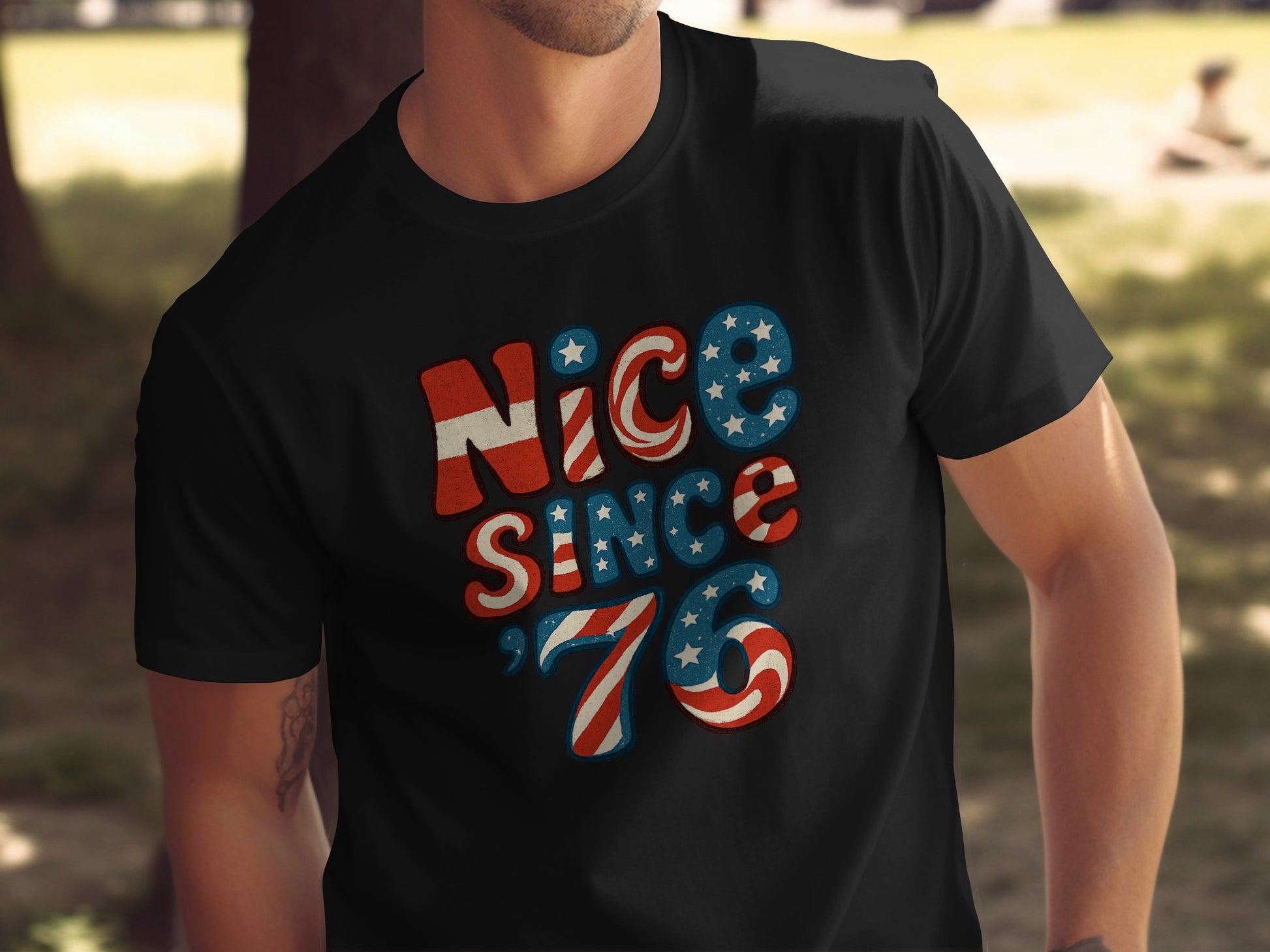 Nice Since '76 American Flag Graphic Shirt product type