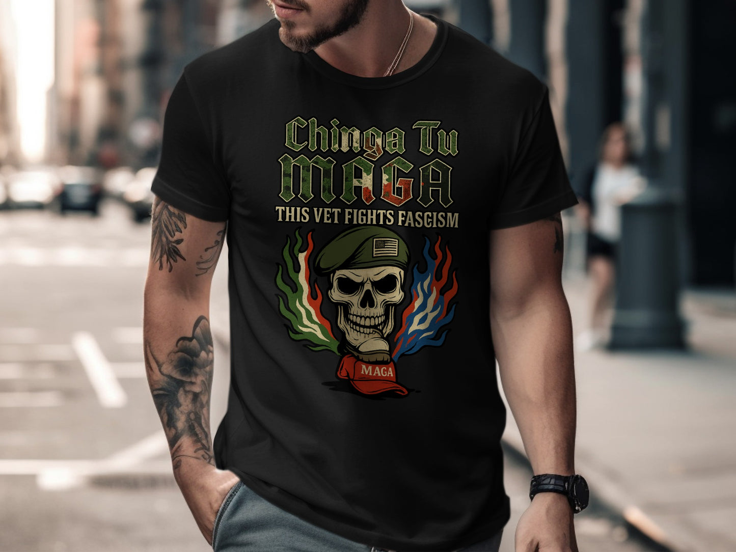 Chinga Tu MAGA This Vet Fights Fascism T-shirt product