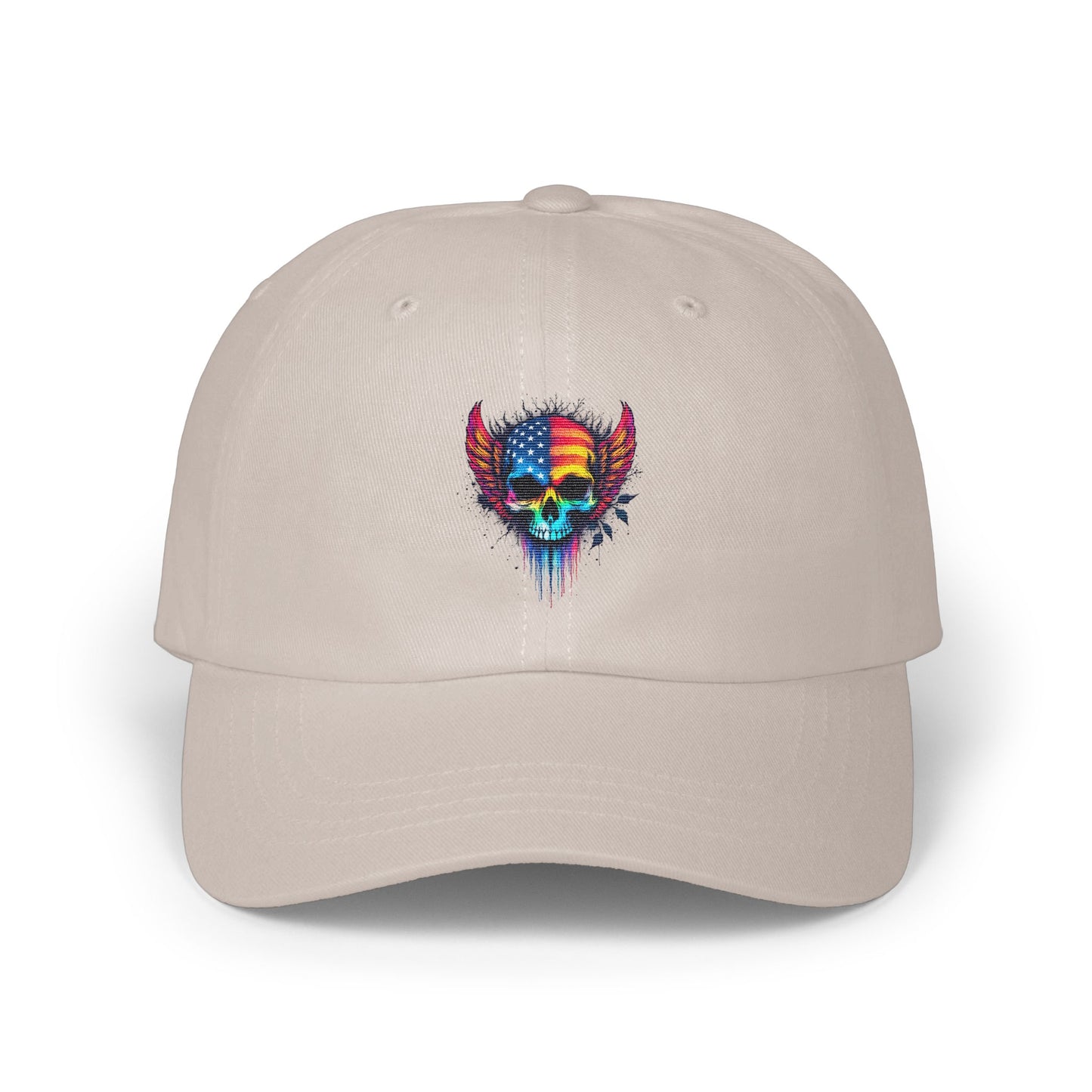 Vibrant Skull with USA Flag Wings Design Hat product