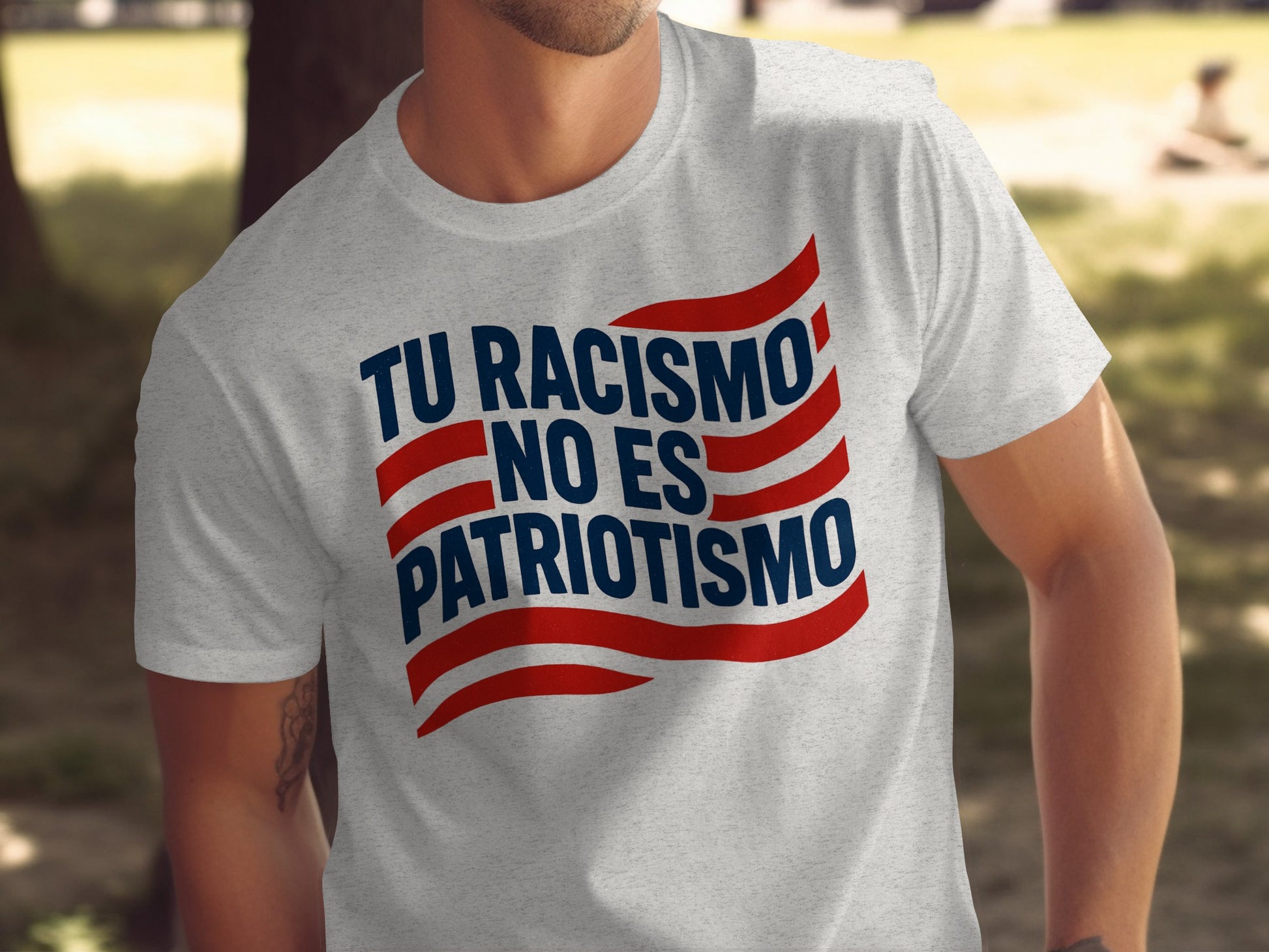 Tu Racismo No Es Patriotismo slogan shirt product