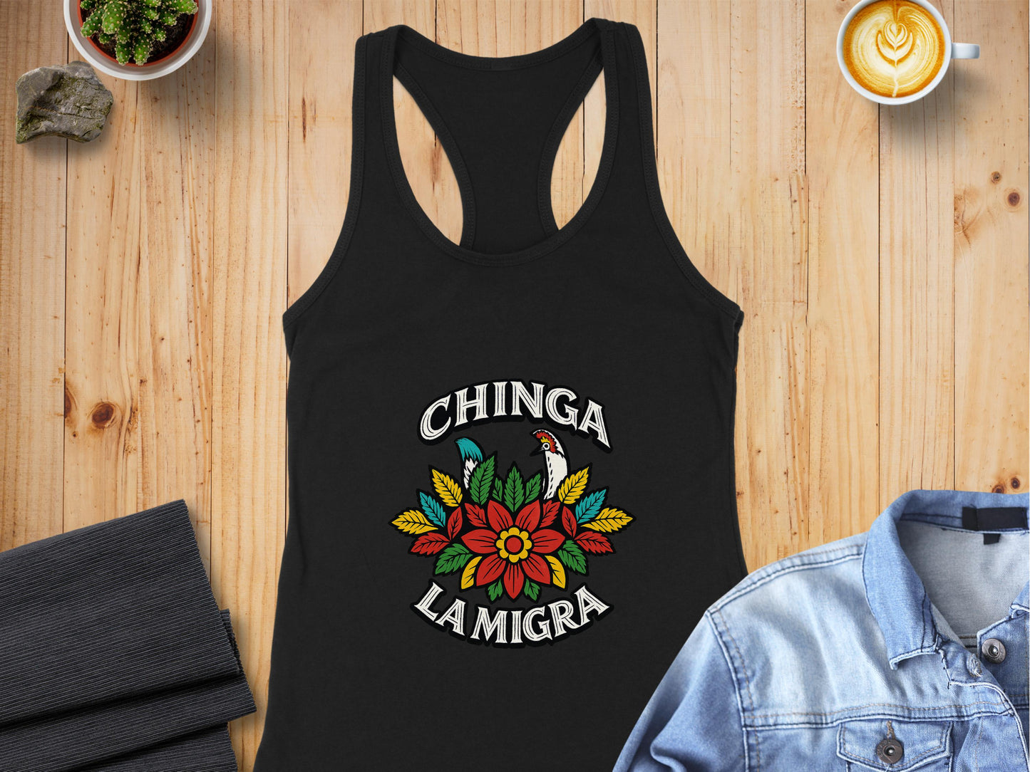 Chinga La Migra Floral Graphic Statement Tank Top Product