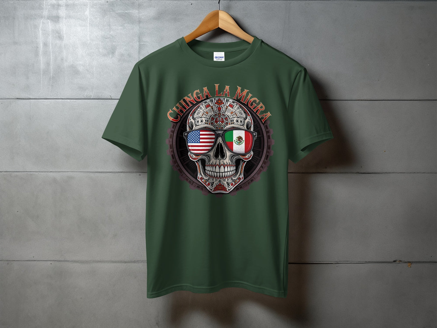 Chinga La Migra Skull Design Patriotic T-Shirt product type