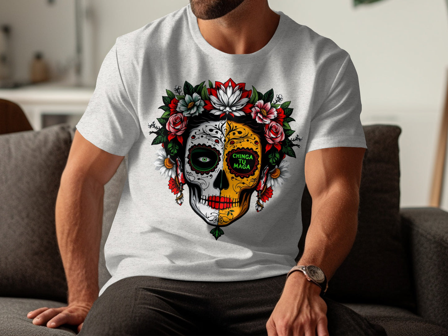 Colorful Artistic Skull With Floral Design product