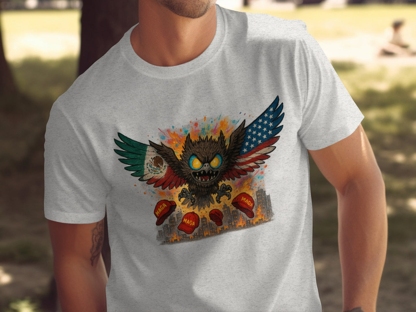 Vibrant Owl with Wings Graphic Design Shirt product type