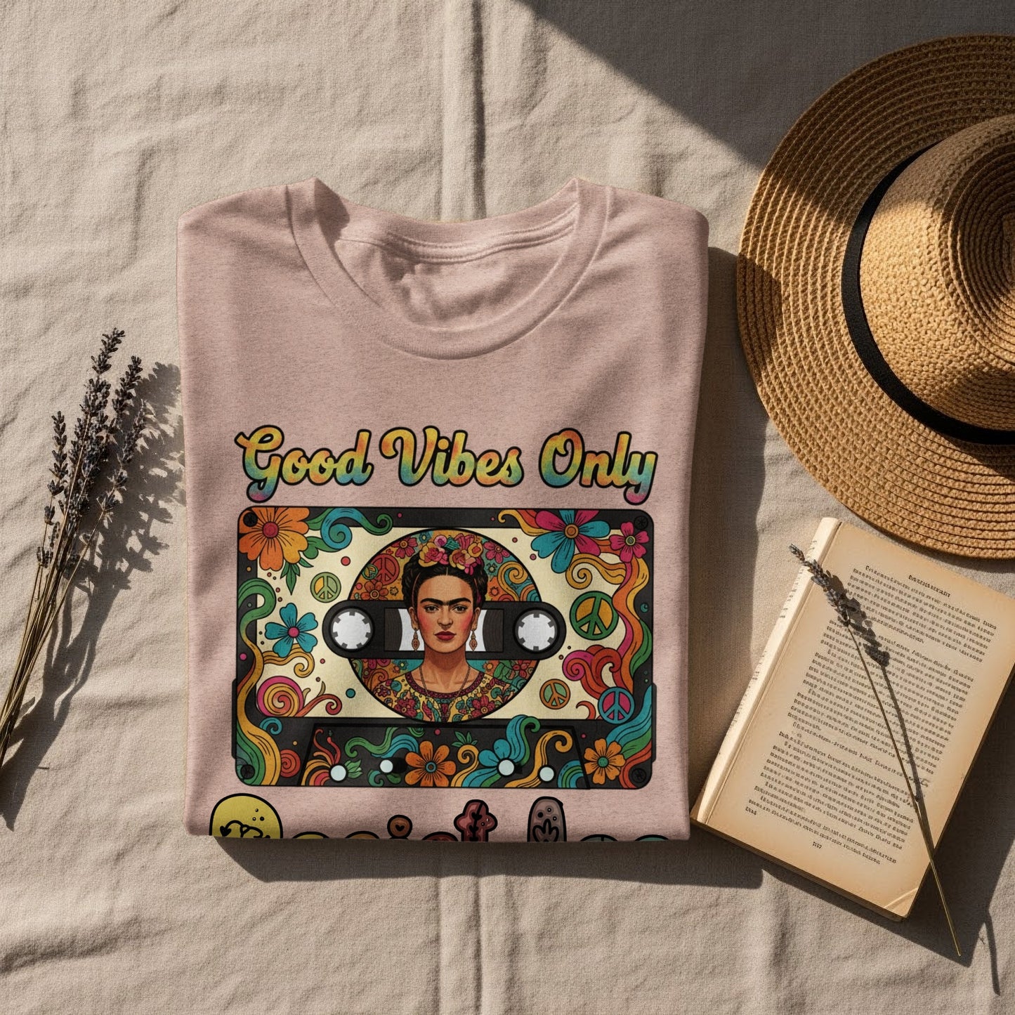 Good Vibes Only Colorful Frida Kahlo T-Shirt product type