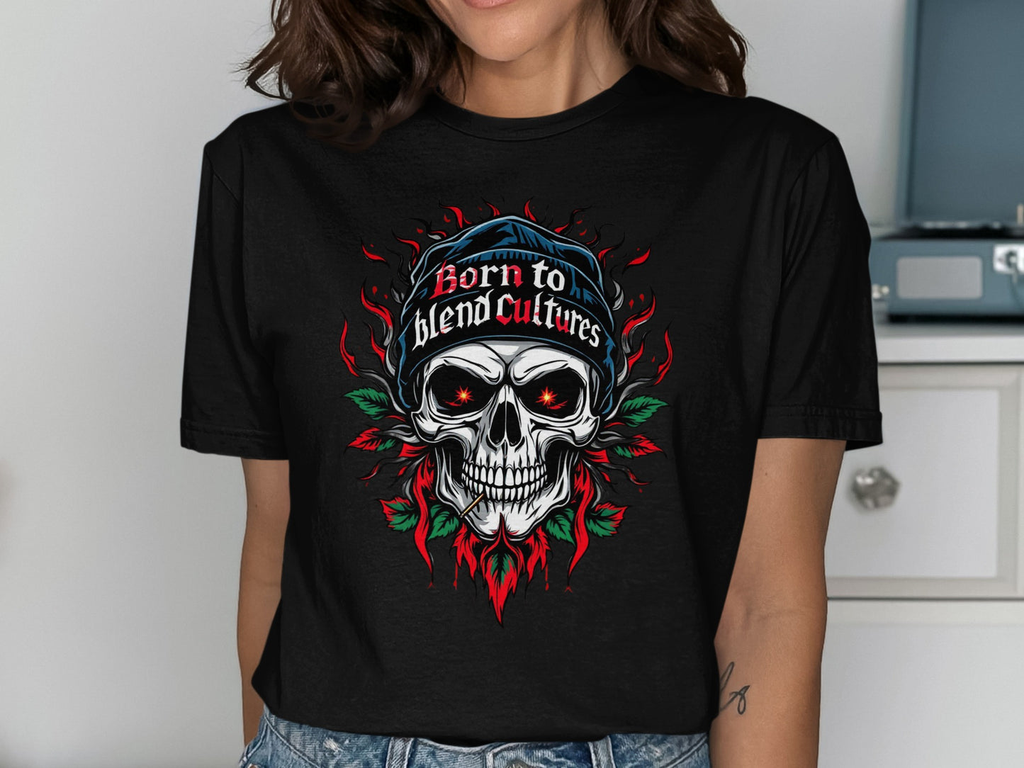 Born to Blend Cultures Skull Graphic Teeshirt Product