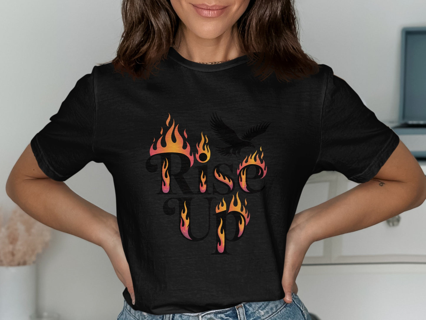 Rise Up Flaming Letters Graphic Shirt product type