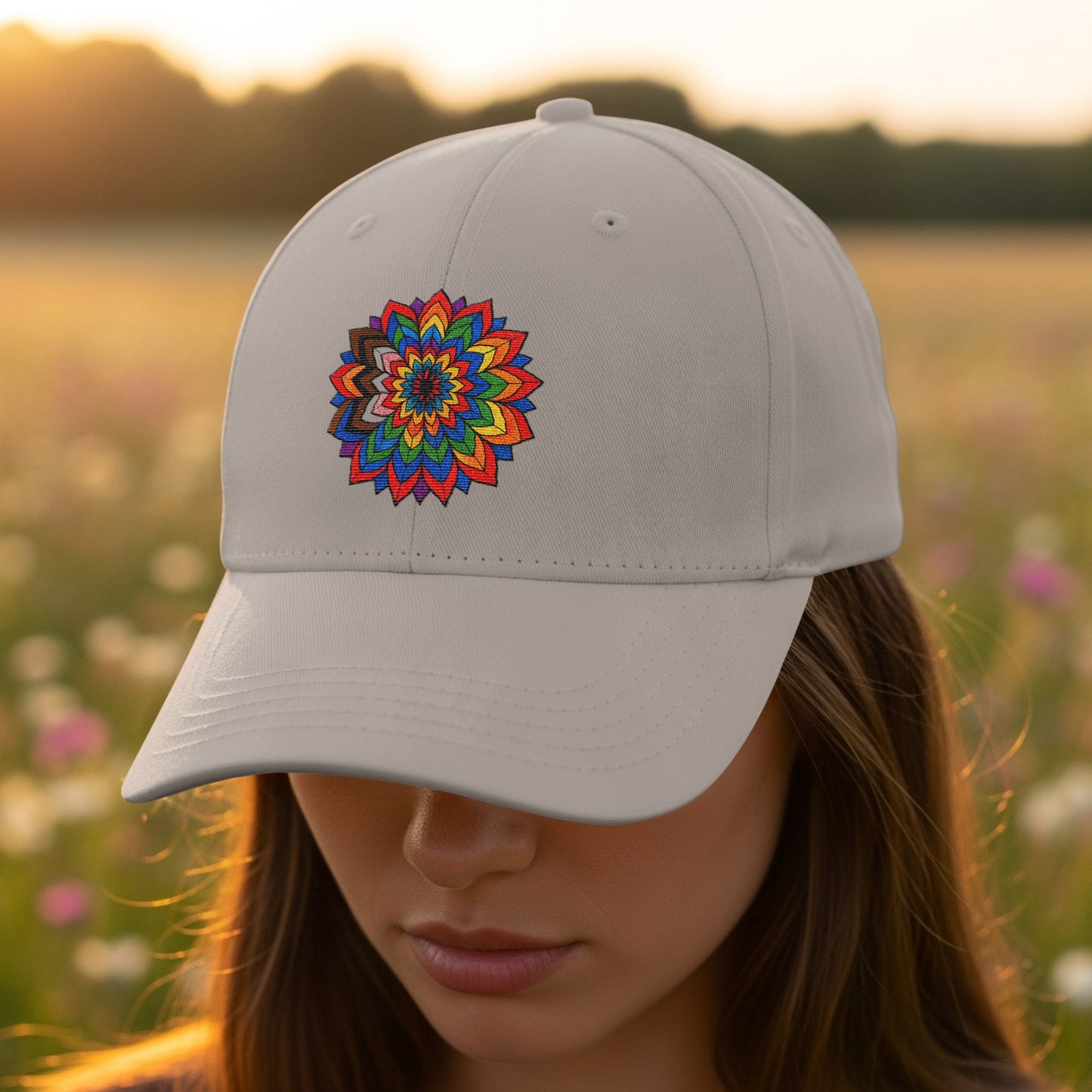 Colorful Mandala Embroidered Design on Cap product type