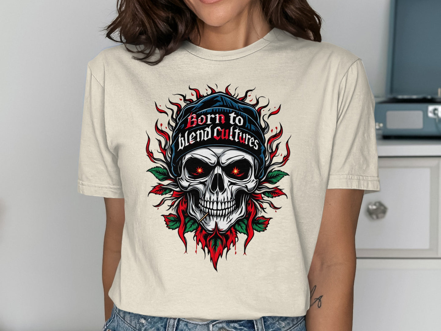Born to Blend Cultures Skull Graphic Tee product