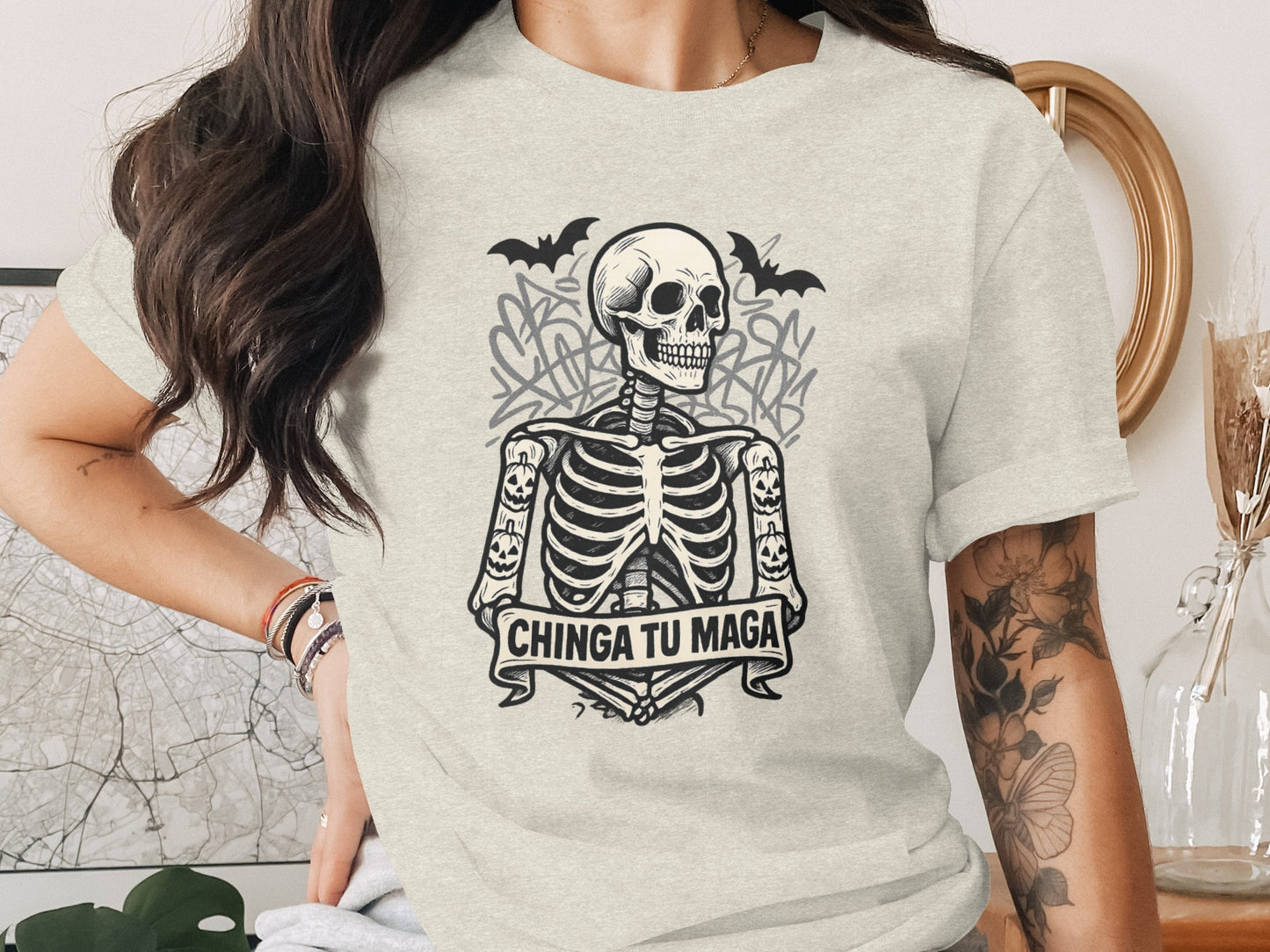 Skull Bones with Bats and Banner Graphic Shirt product