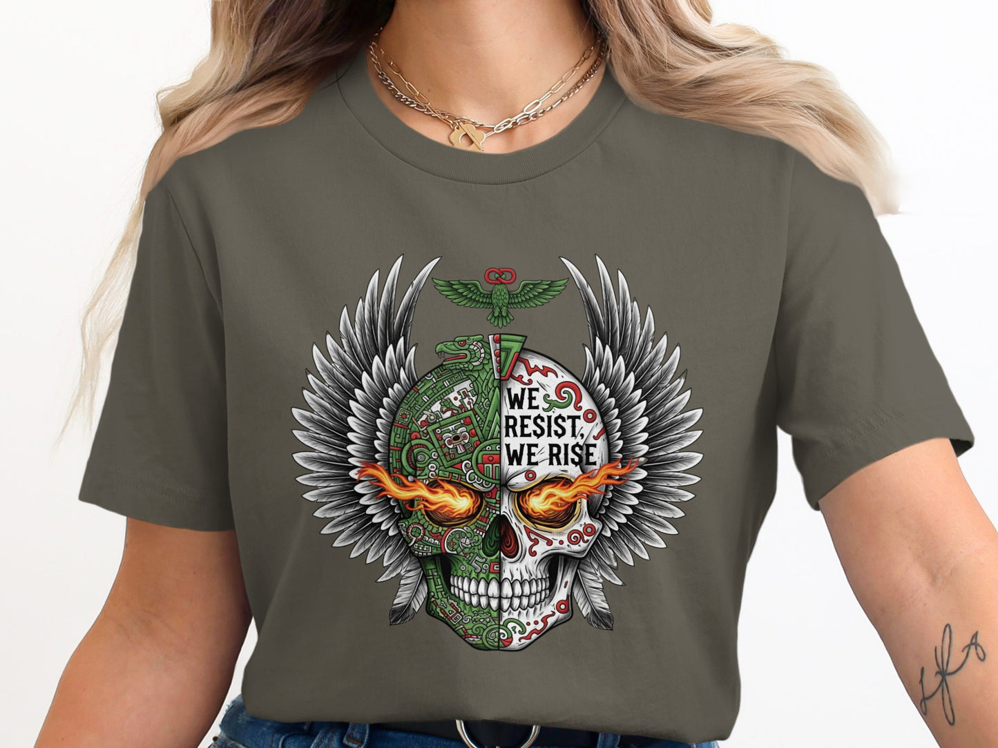 Edgy Skull Wings Graphic Tee Shirt product type