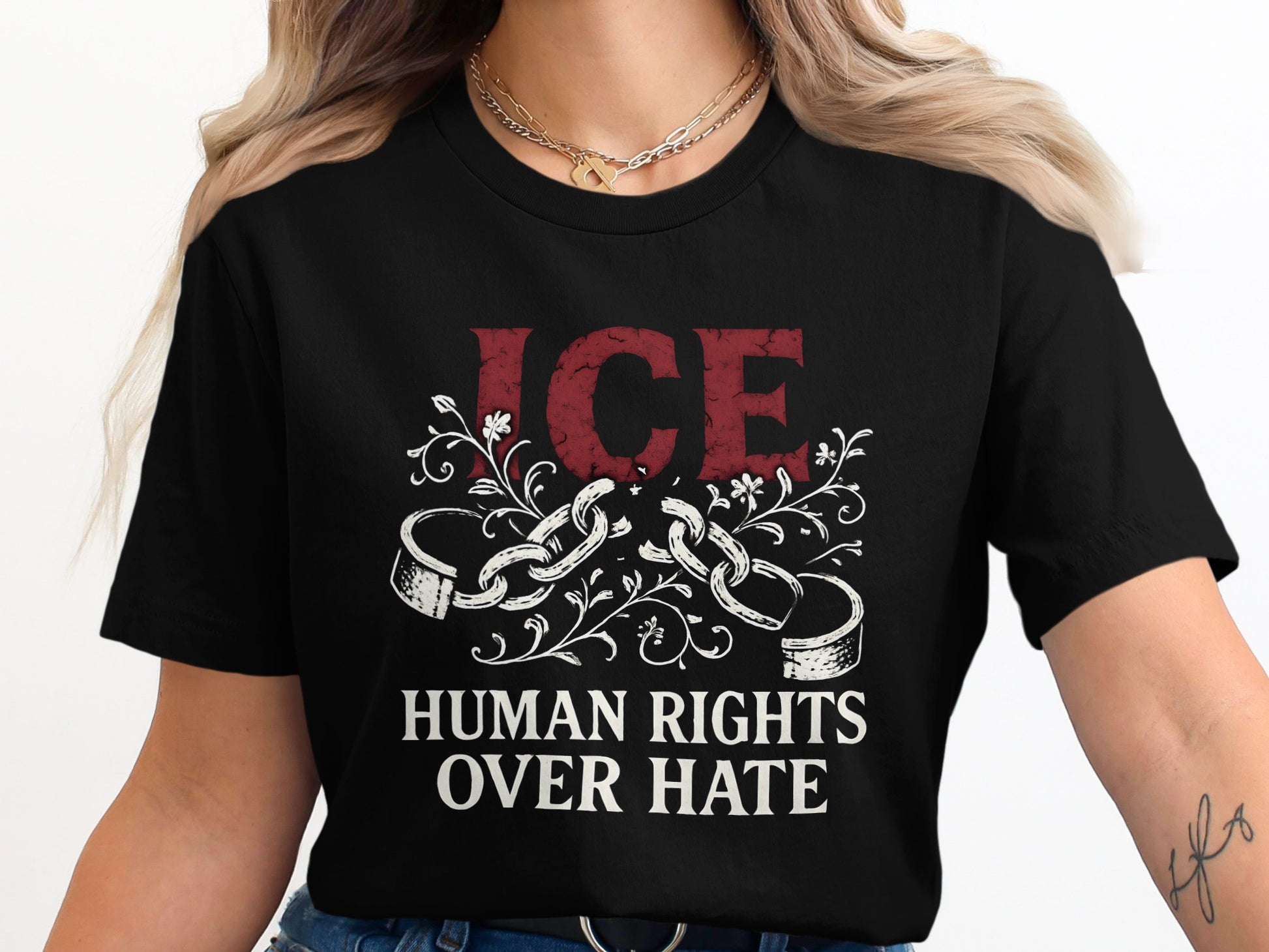 ICE Human Rights Over Hate Graphic T-Shirt product type