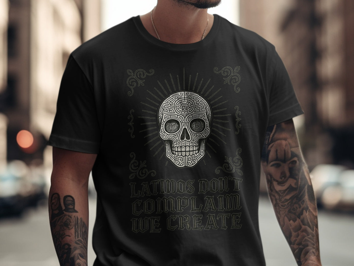 Latinos Don't Complain We Create Skull Design T-Shirt