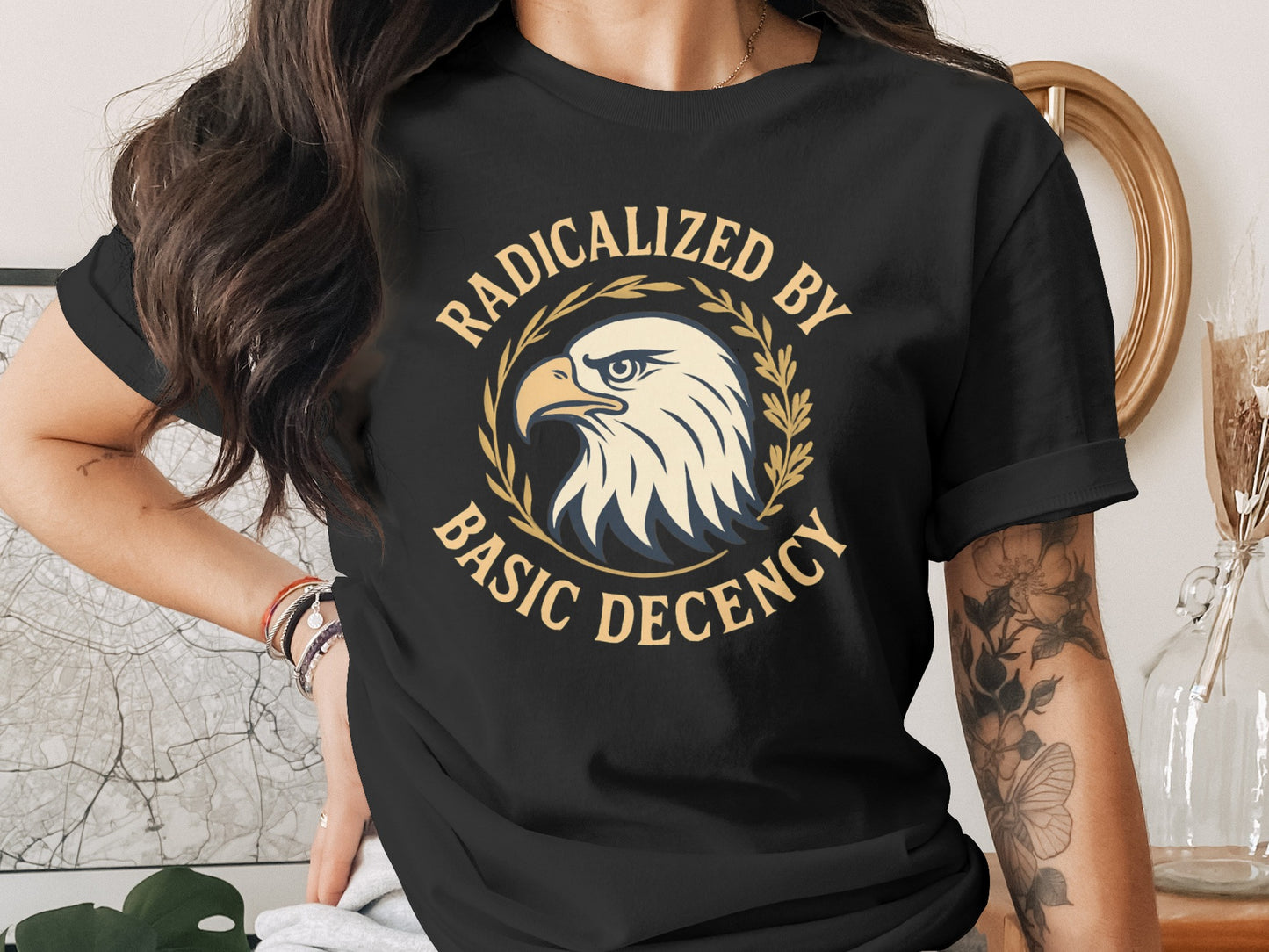 Radicalized By Basic Decency Eagle Graphic T-shirt Product