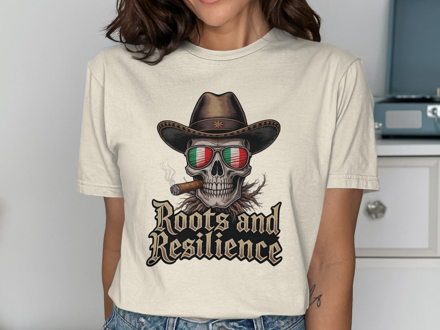 Roots and Resilience Skull Cowboy Shirt product