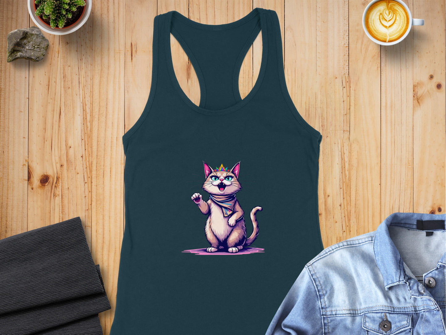 Cute Cat Illustration Racerback Tank Top product type