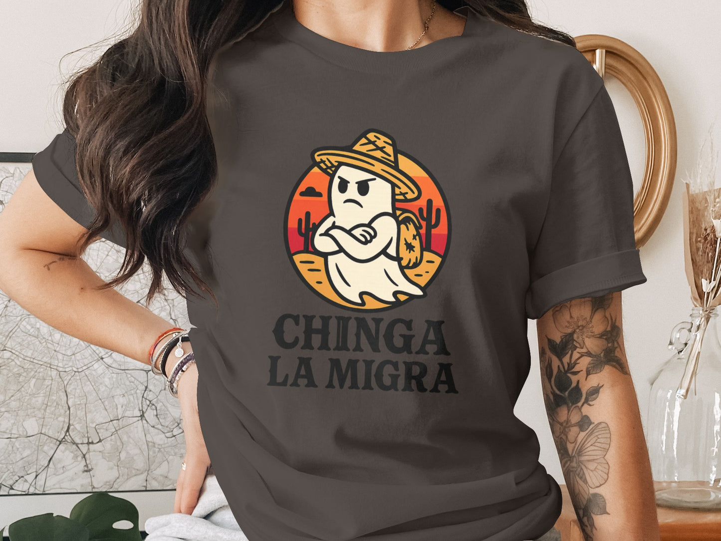 Chinga La Migra Cute Ghost Unisex T-Shirt product