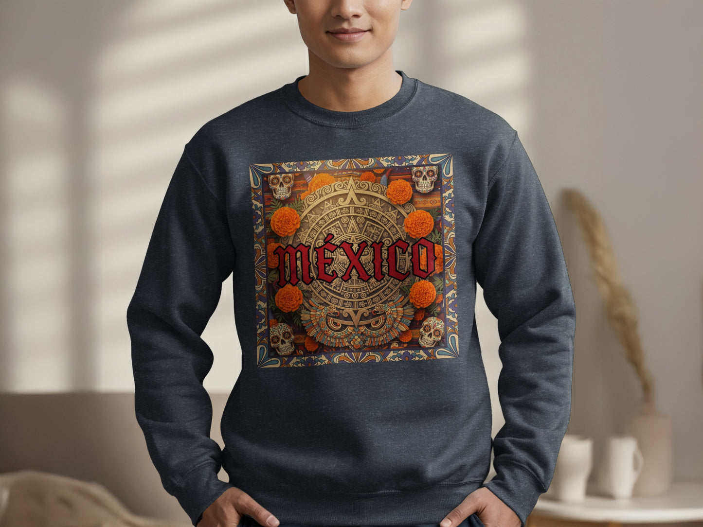 Mexico Aztec Skull Festival Unisex Crewneck Sweatshirt product type