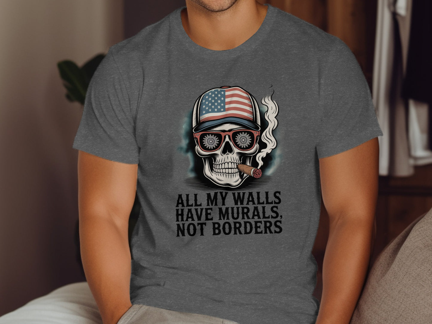 All My Walls Have Murals Not Borders Skull Shirt Product