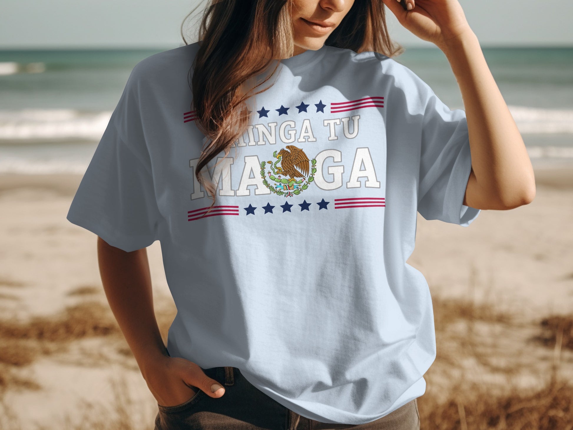 Minga Tu Maga Graphic Casual Blue T-shirt product type