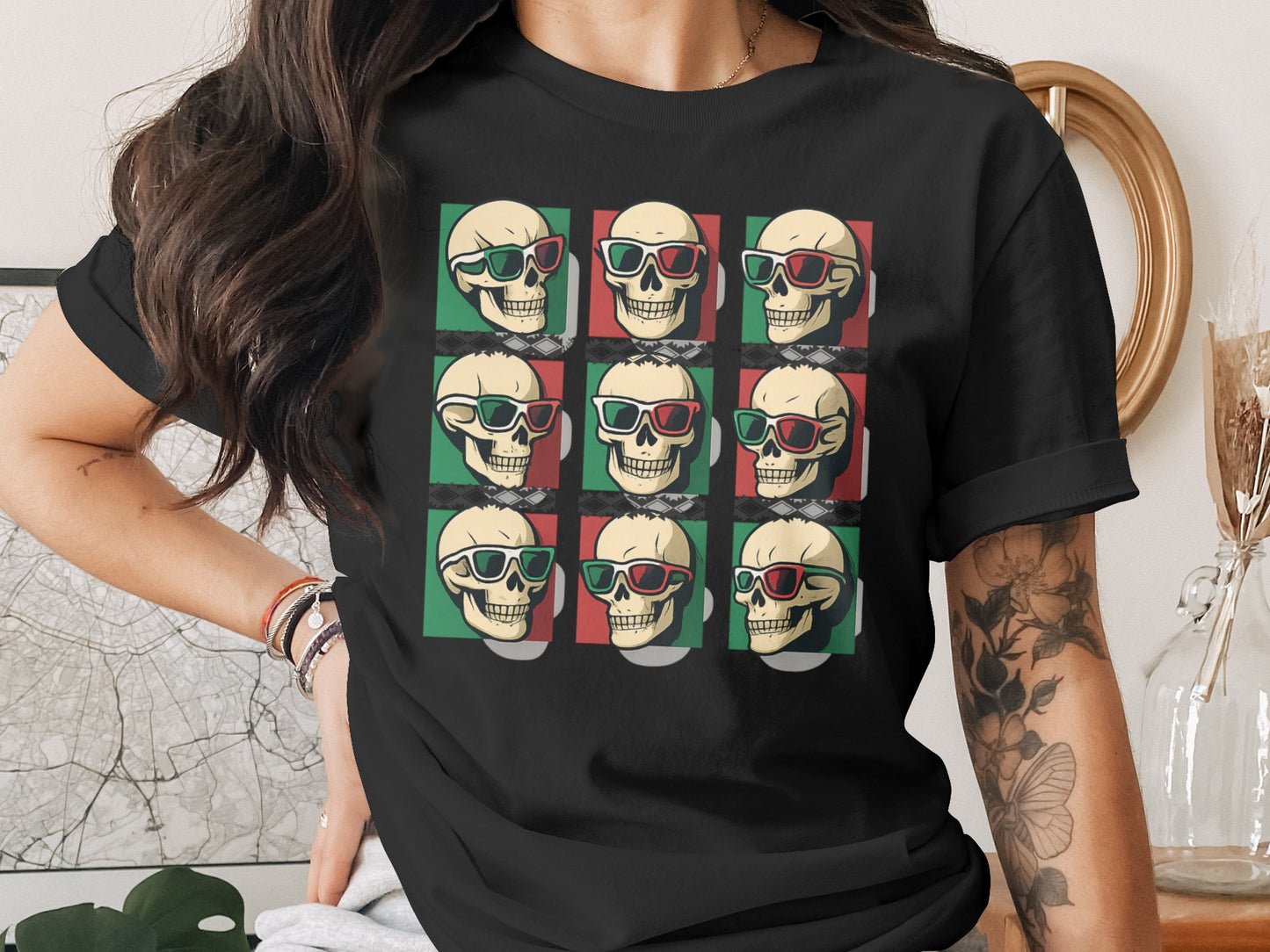 Vintage Skull and Glasses Graphic T-Shirt product type