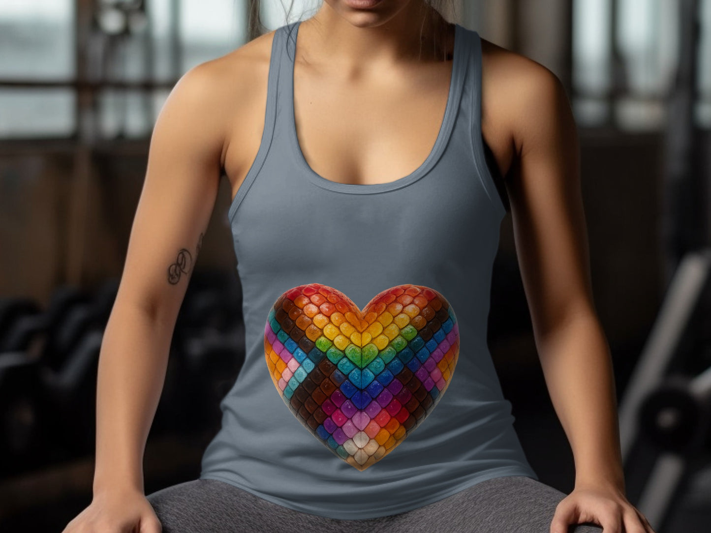 Rainbow Heart Patterned Tank Top product