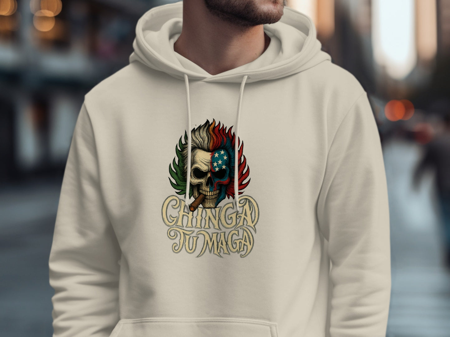Colorful Skull design Chinga Tu Maga Hoodie product