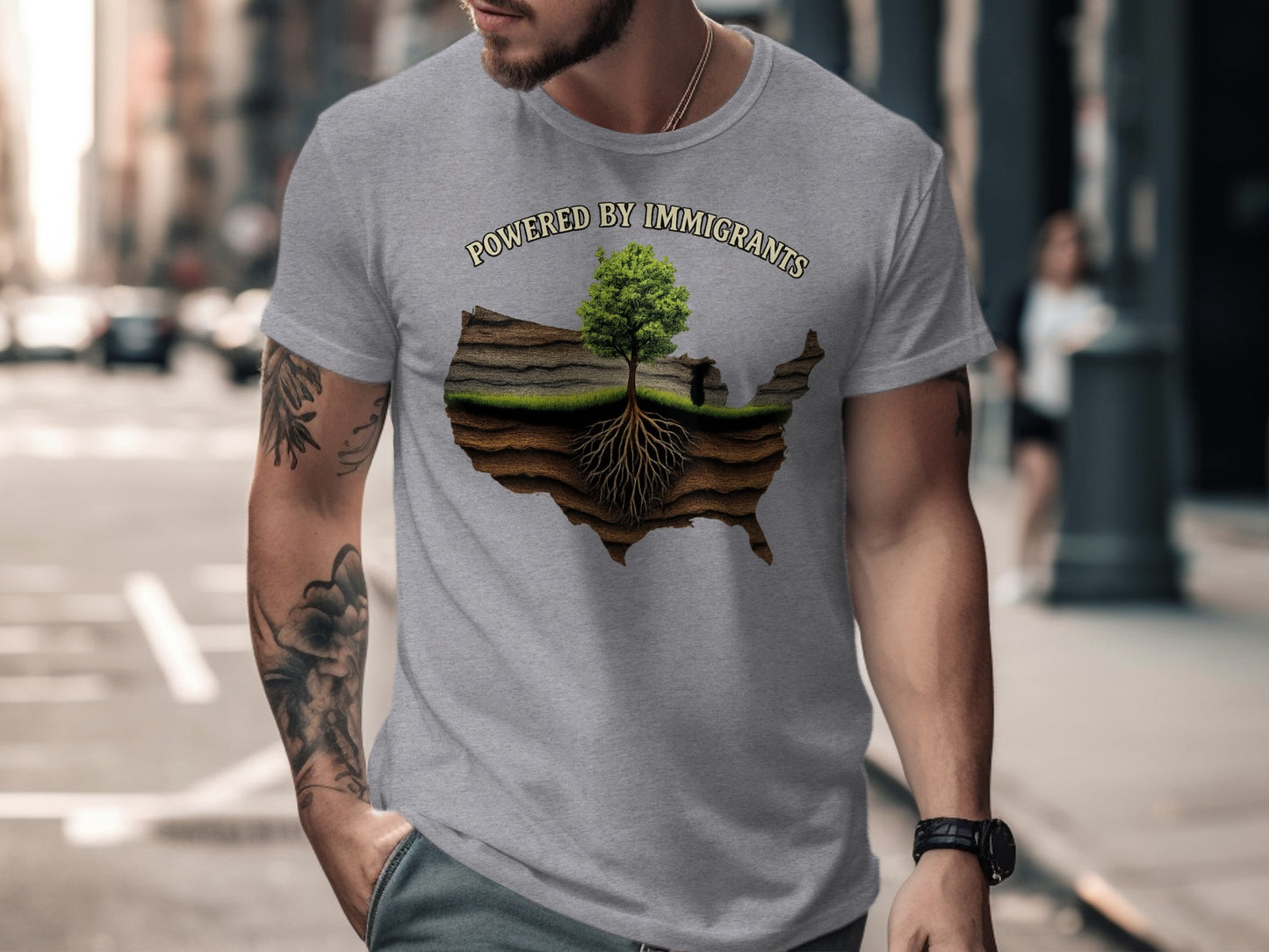 Powered by Immigrants USA Map Graphic T-Shirt product type