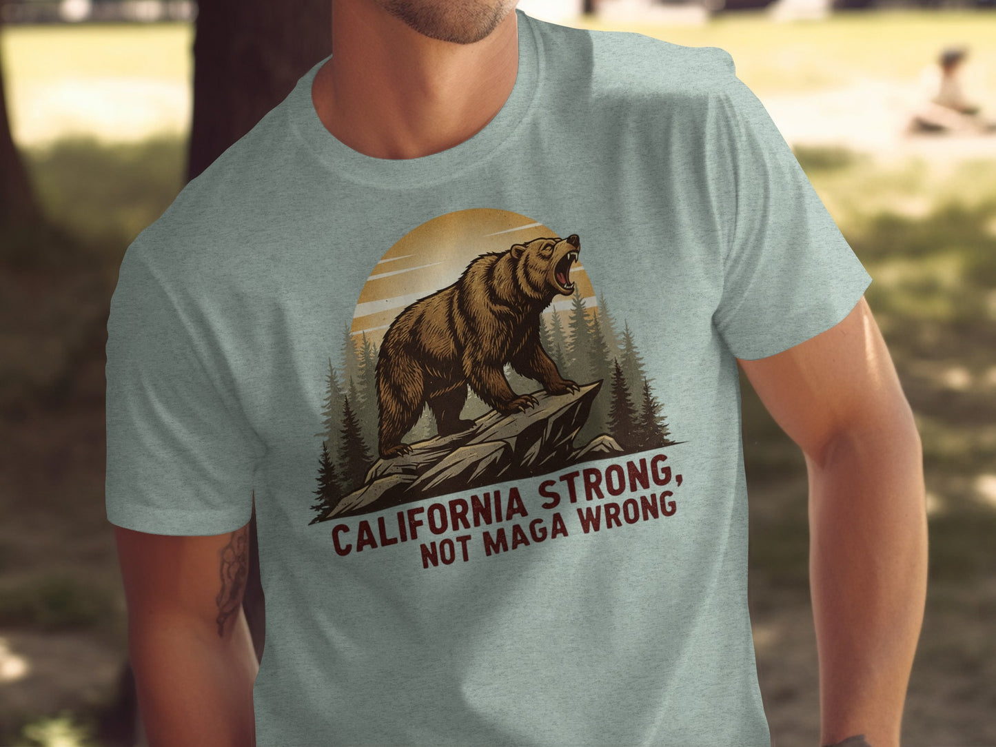 California Strong Not Maga Wrong Bear T-Shirt Product