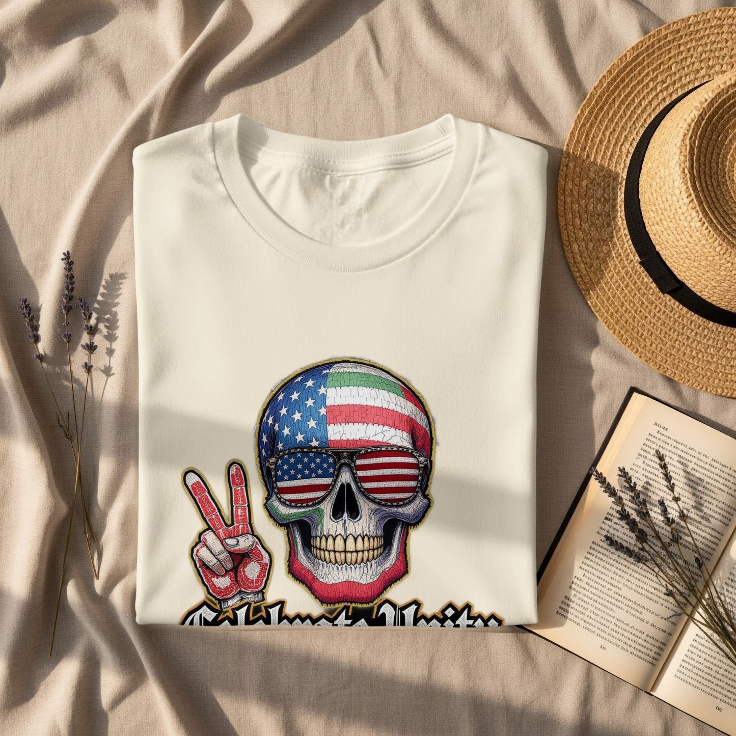American Skull Design Peace Sign T-Shirt product type