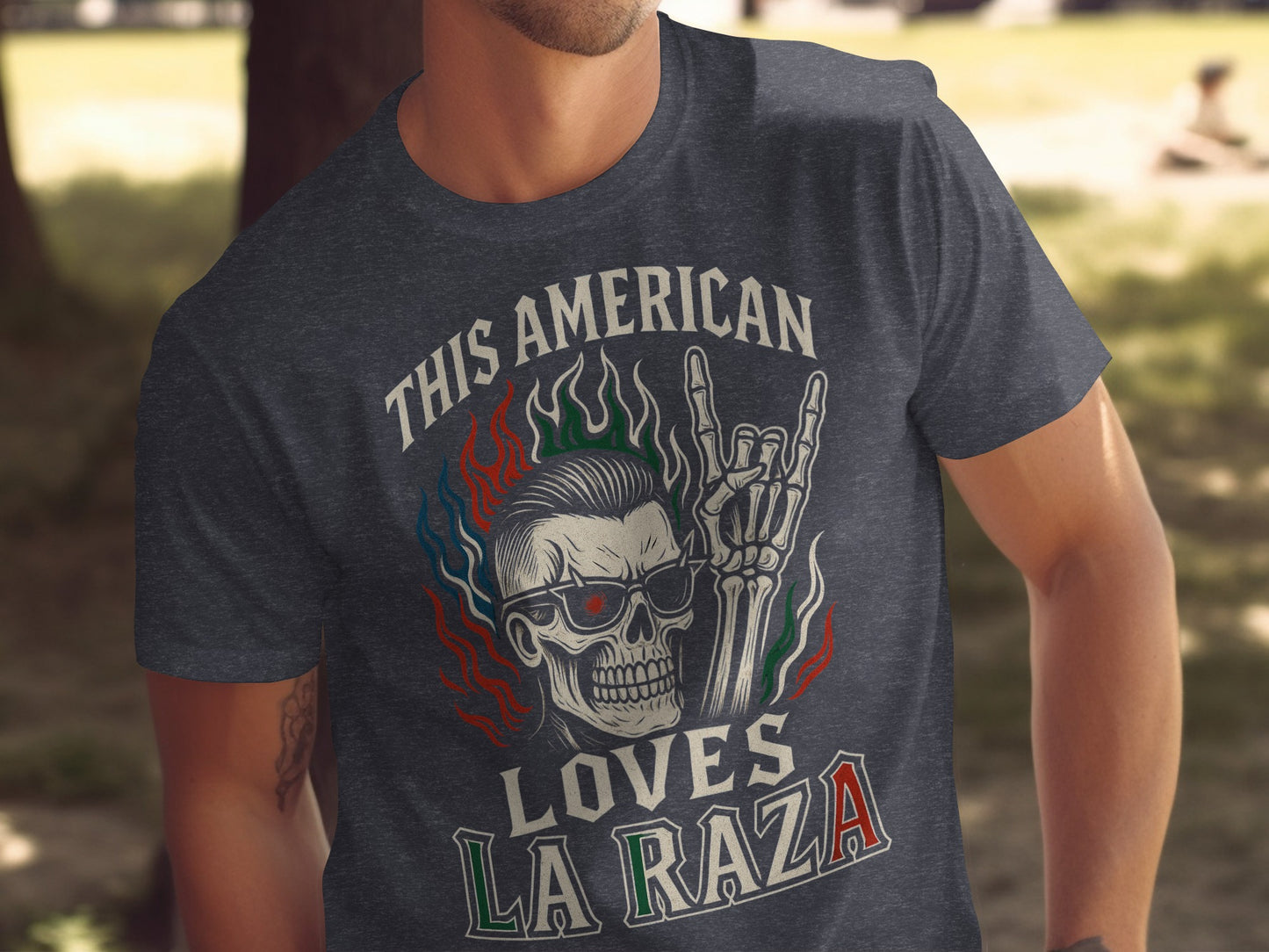 This American Loves La Raza Skull Graphic T-shirt product