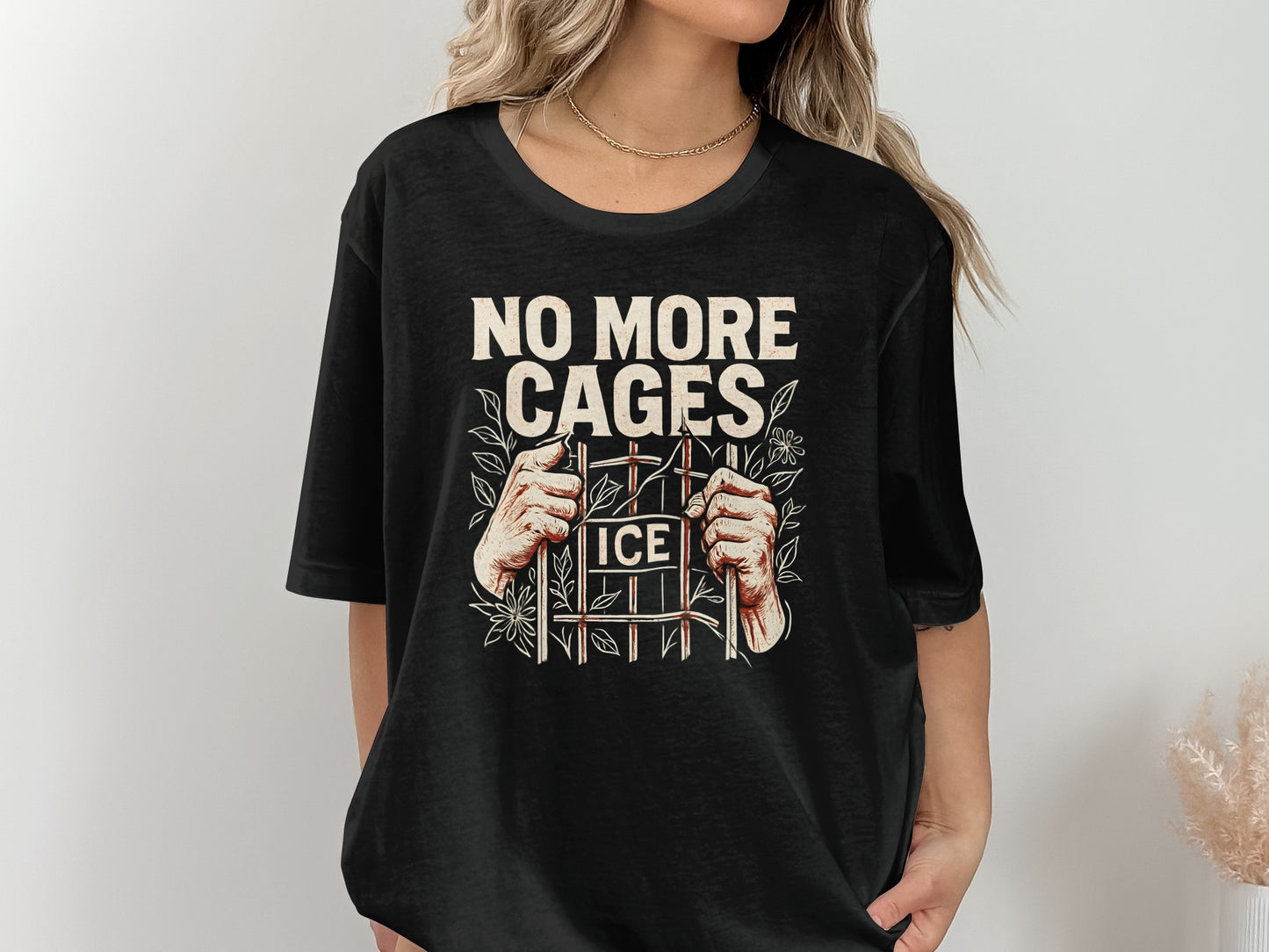 No More Cages ICE Protest Black Graphic T-Shirt product
