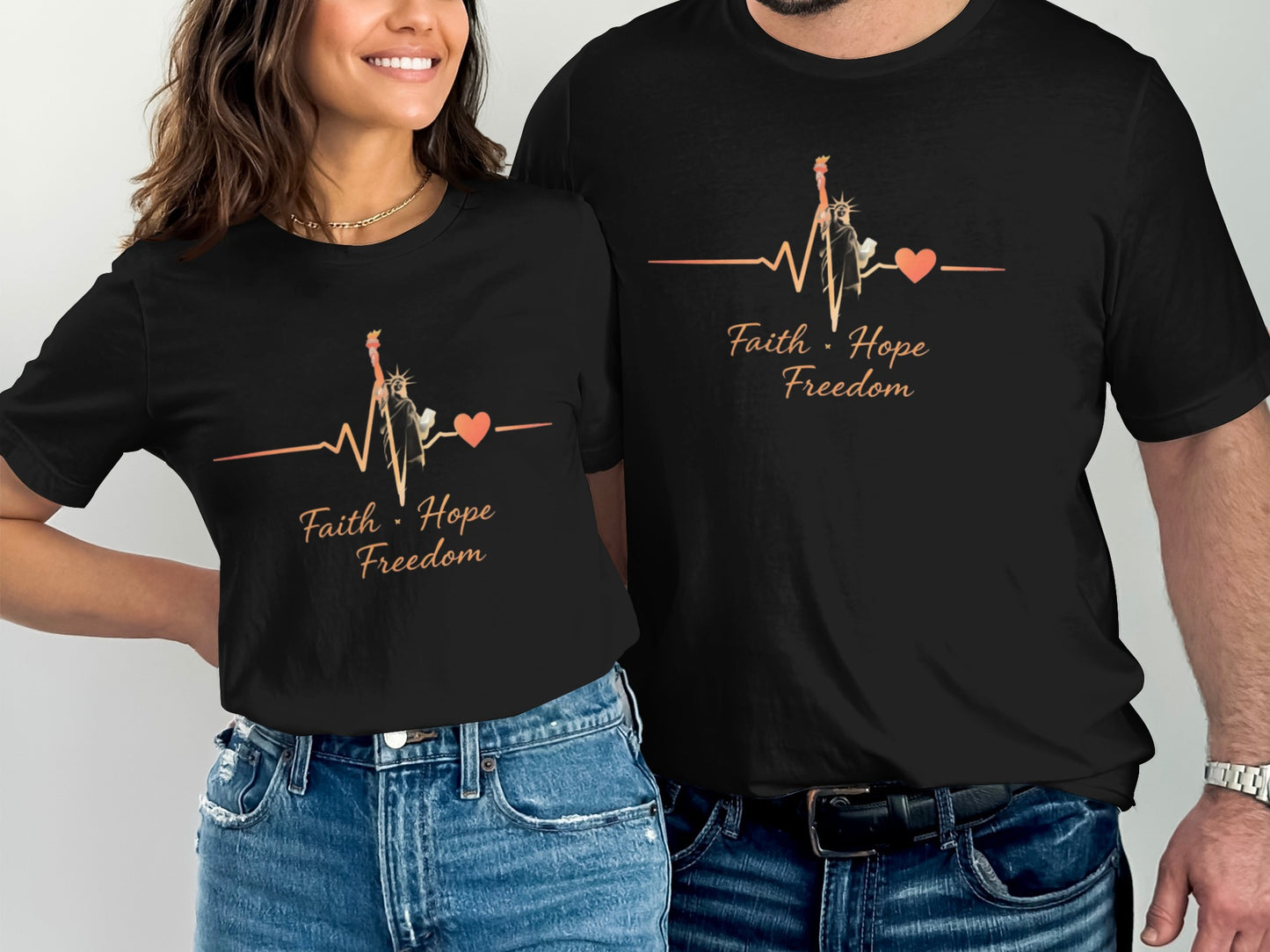 Faith Hope Freedom Couples T-shirt product type