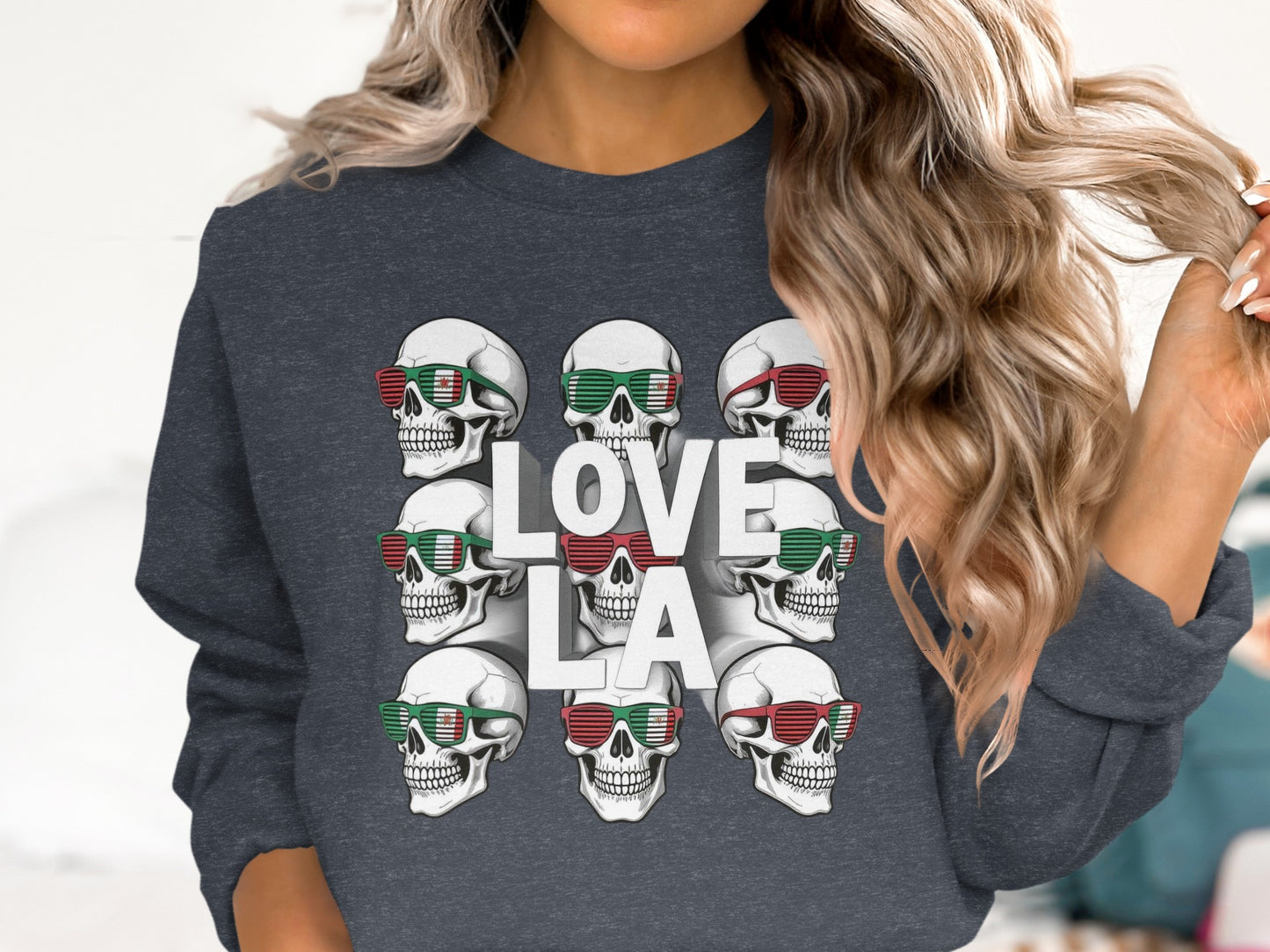 Love LA Graphic Skull Sunglasses Sweatshirt product type