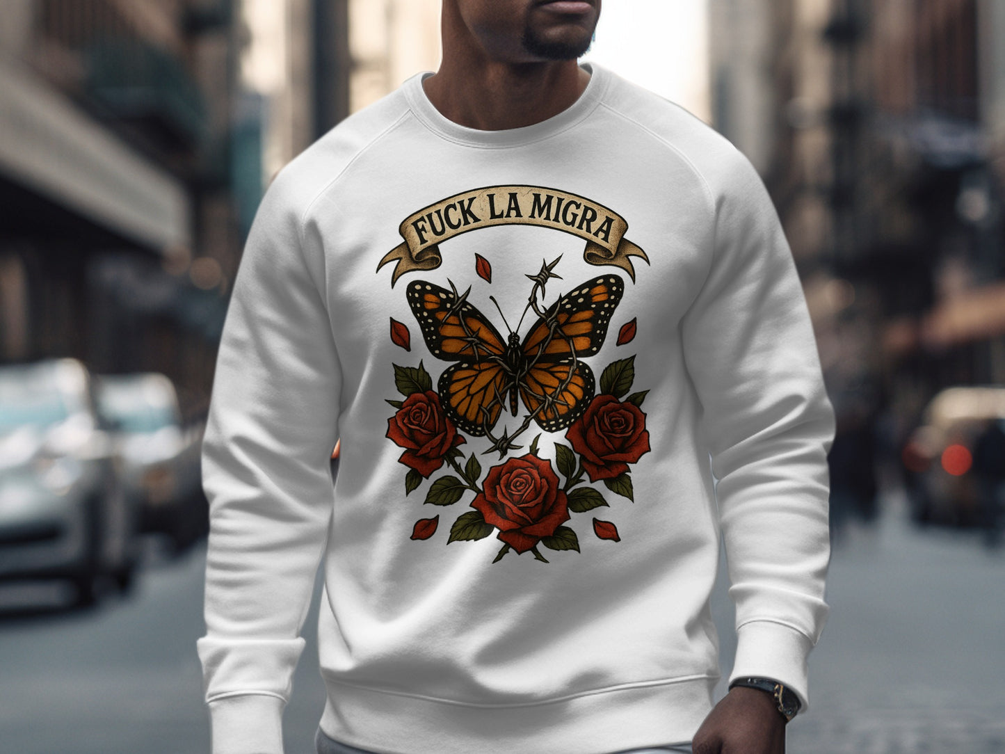 Butterfly and Roses Graphic Unisex Crewneck product