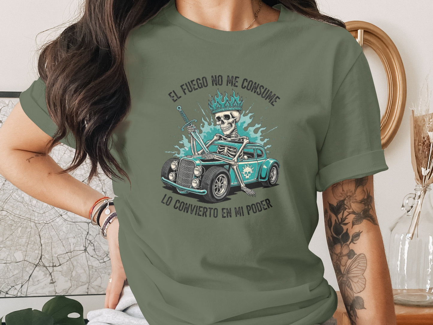 El Fuego No Me Consume Skeleton Car Graphic product type