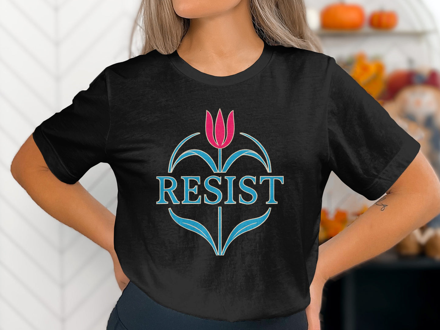 Resist With Pink Flower Graphic T-shirt product