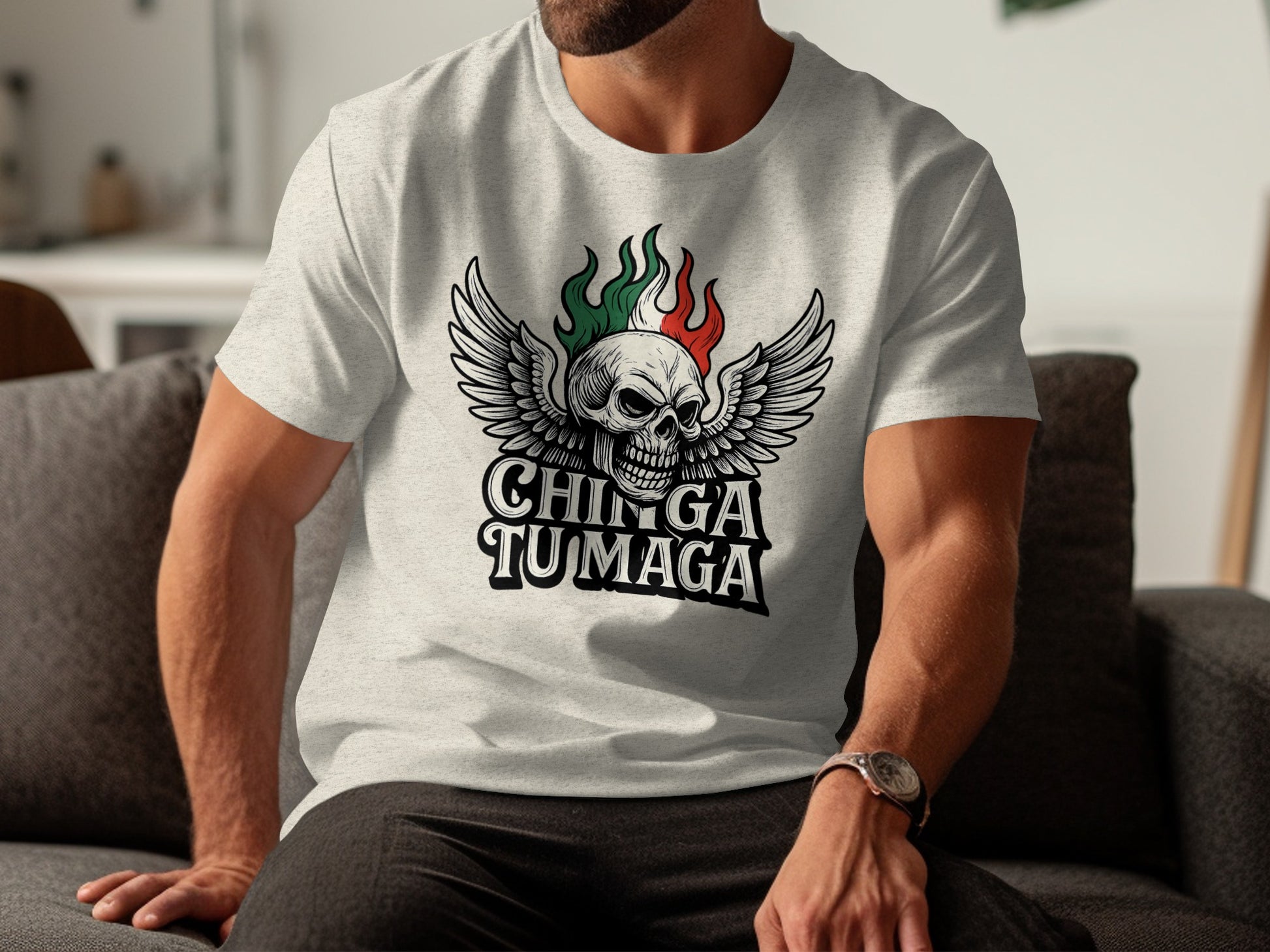 Skull with Wings Chinga Tu Maga Graphic TShirt product
