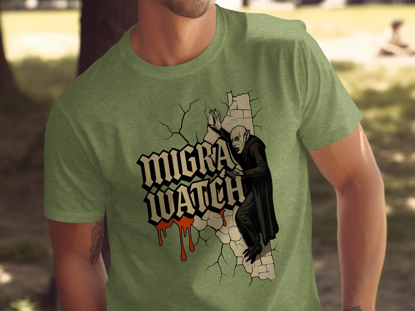Migra Watch Creepy Vampire Horror Themed T-shirt product