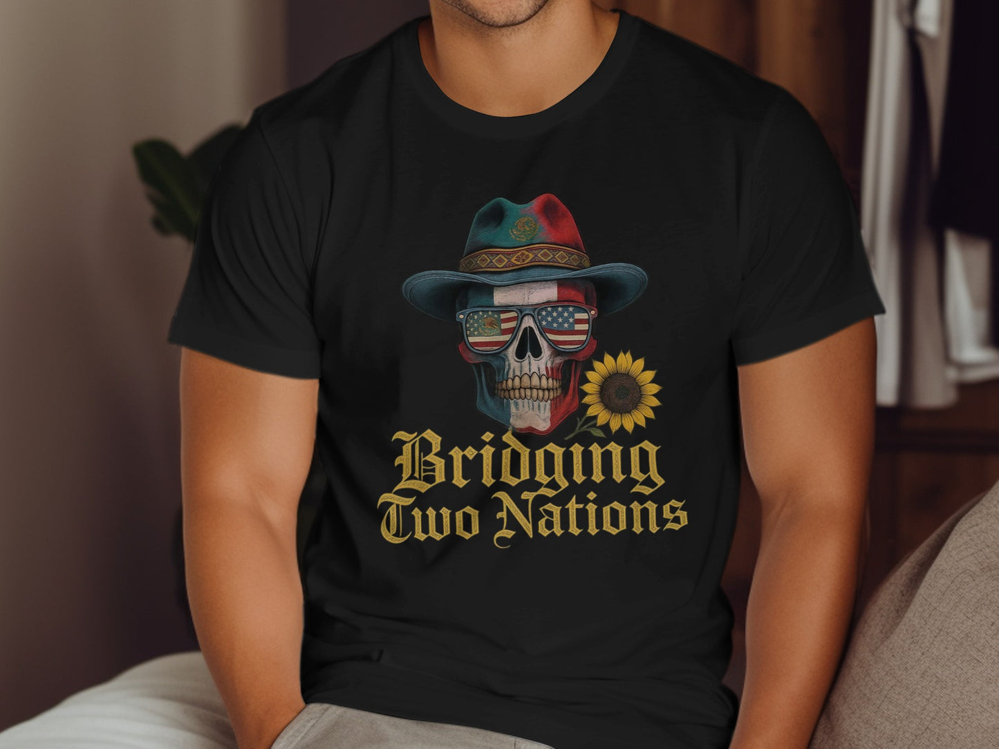 Bridging Two Nations Skull Design T-Shirt product