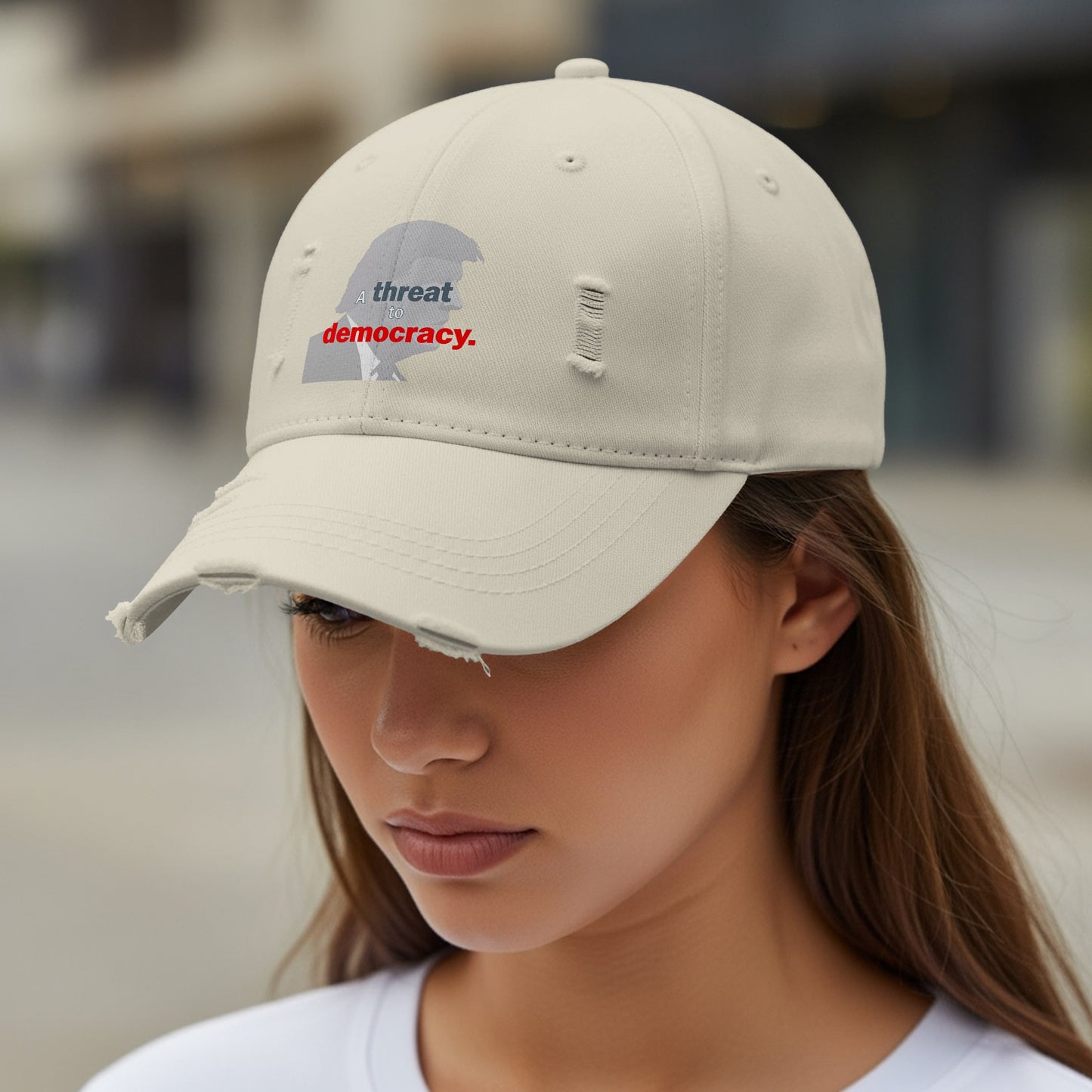 Distressed Baseball Cap with Unique Design product