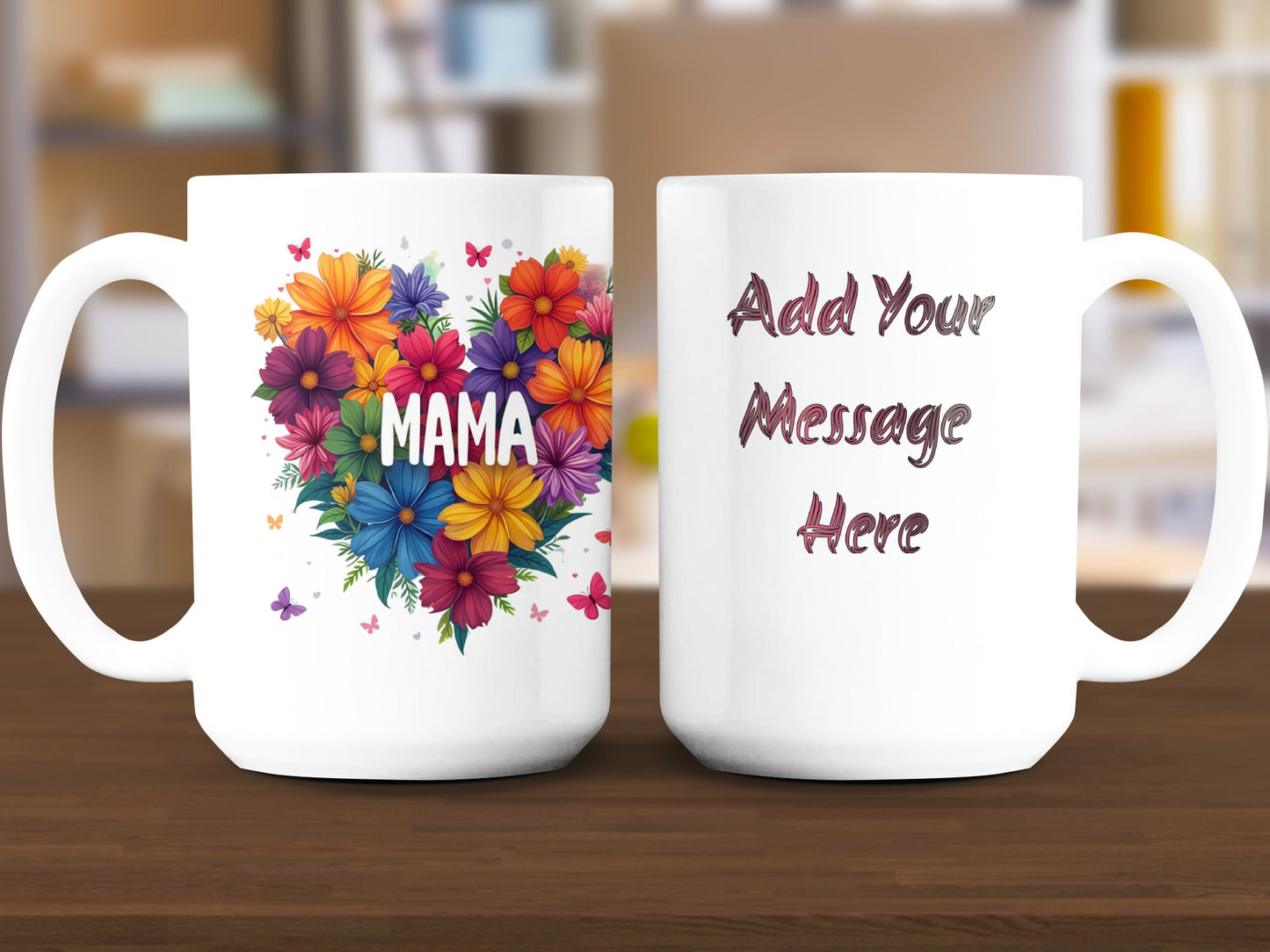 Mama Heart Floral Design Customizable Mug product type