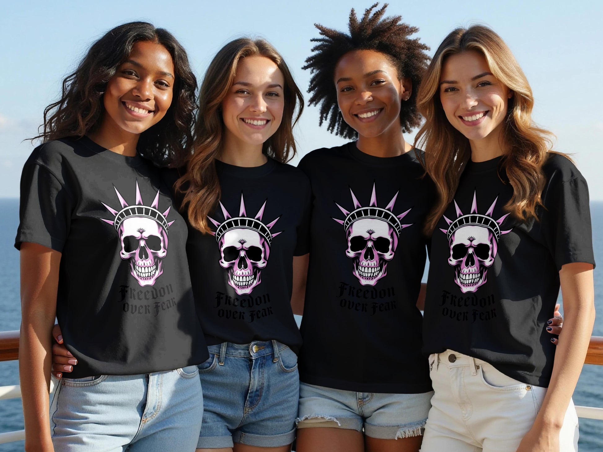 Freedom Over Fear Skull Graphic Tees product type