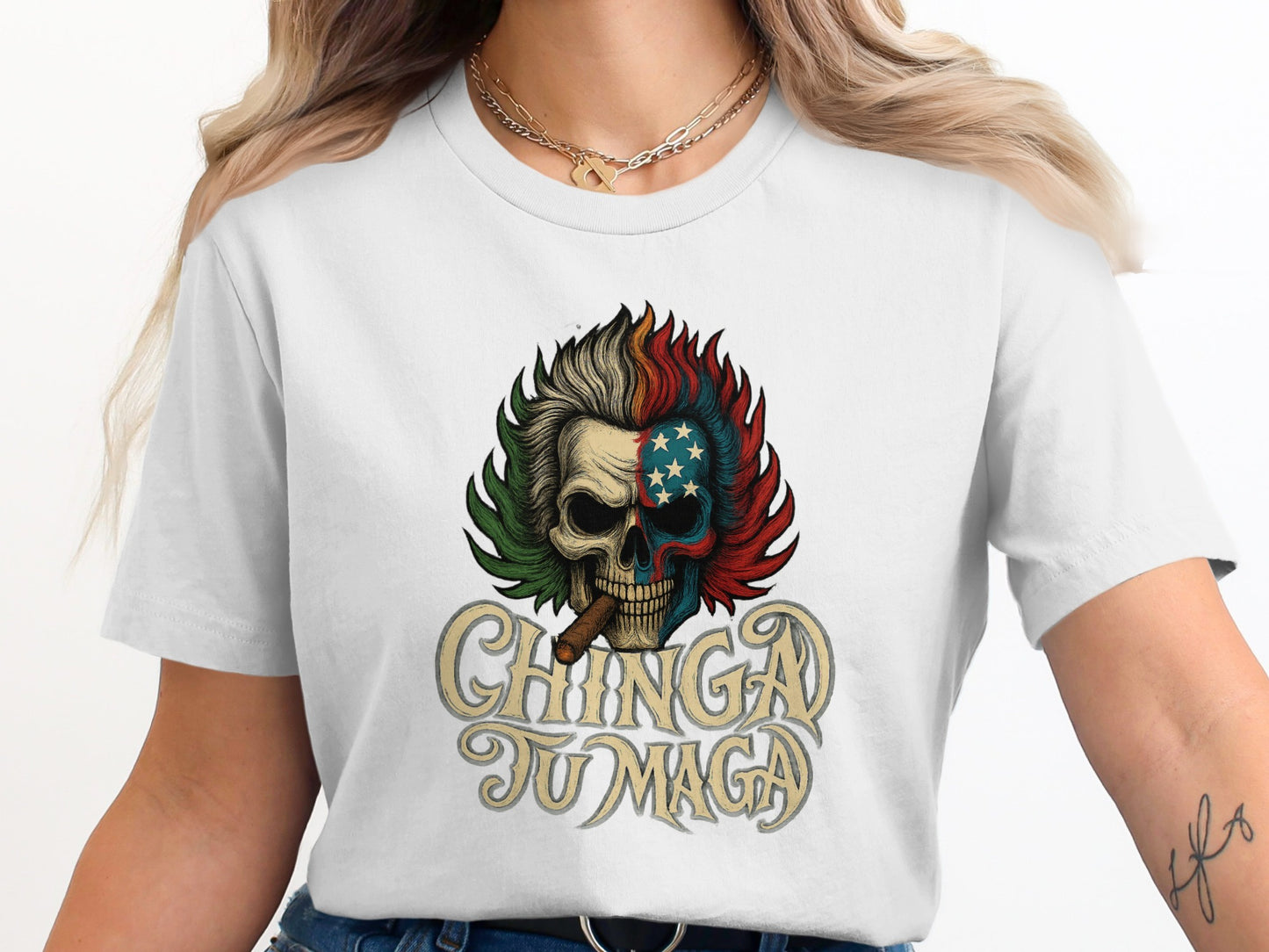 Colorful Skull with Words Graphic T-shirt product