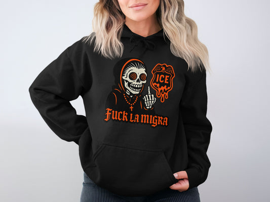 Fuck La Migra Skeleton ICE Black Hoodie product