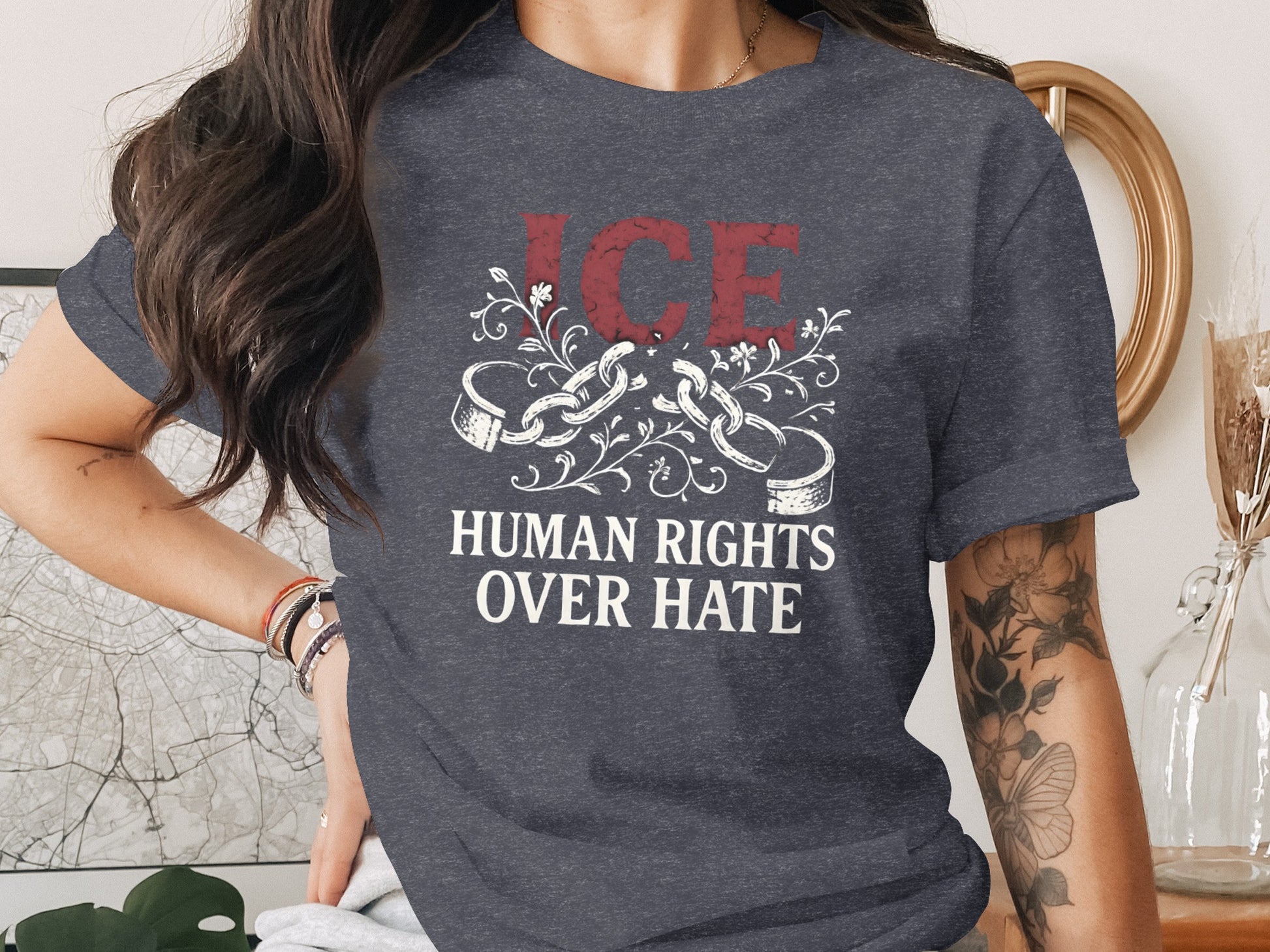 ICE Human Rights Over Hate Graphic Tee product